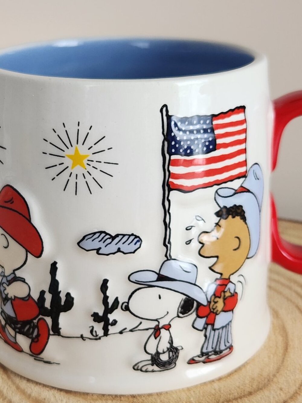Peanuts Snoopy & Charlie Brown Patriotic Coffee Mug - Hand Painted